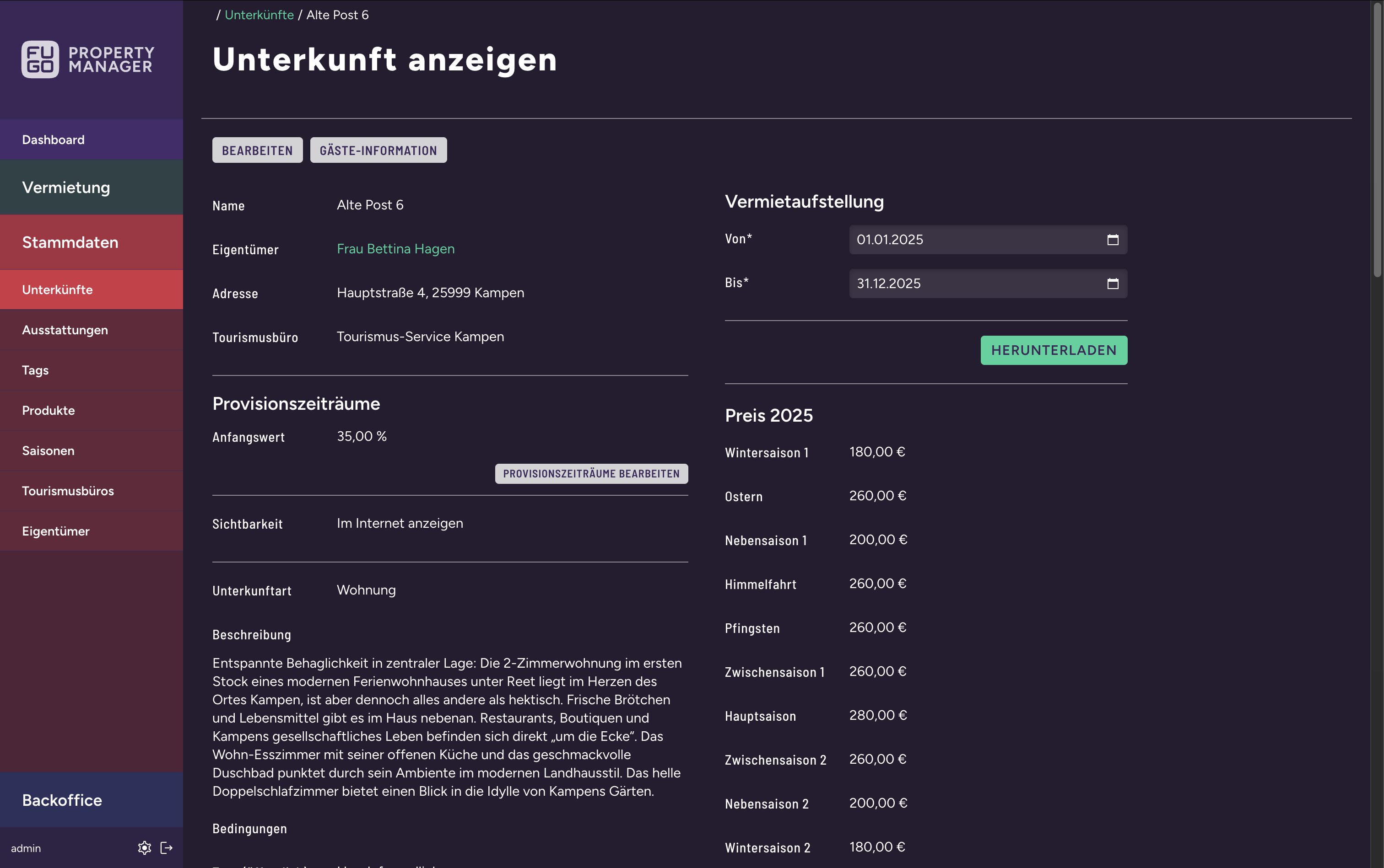 FUGO Property Manager Unterkunft